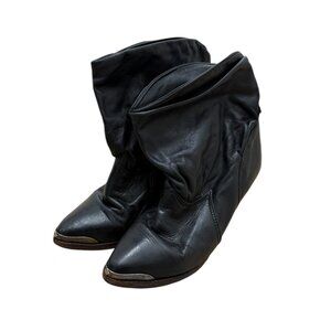 Women’s Vintage Zodiac Black Leather Kitten Heel Boots Size 6.5M